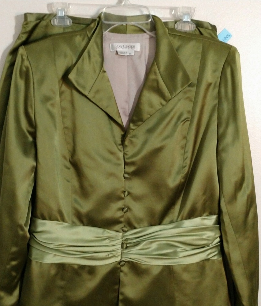 Kay Unger Silk Satin Evening Suit